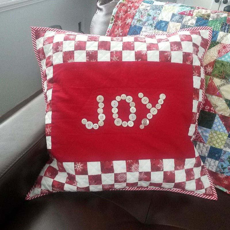 Joy pillow finished Christmas Eve