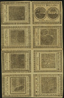 Lot 90338 Continental Currency May 20, 1777 Uncut Single Pane Sheet Blue Counterfeit Detector Notes back