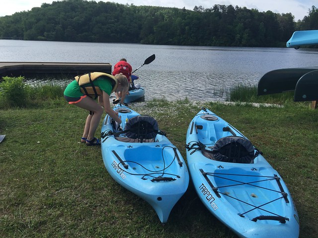 Getting ready to kayak at Holliday Lake State Park, Virginia