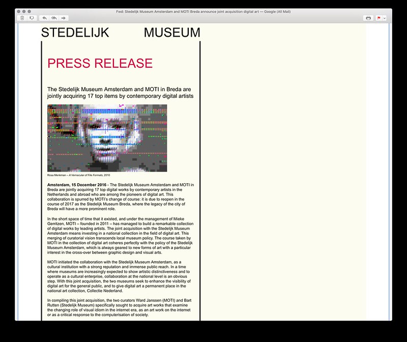 Press Release Stedelijk Museum