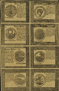 Lot 90341 Continental Currency April 11, 1778 Yorktown Issue Blue Counterfeit Detector Notes front