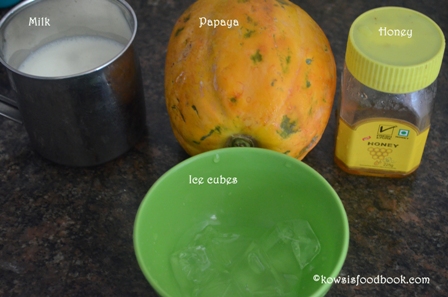 Ingredients for papaya milkshake