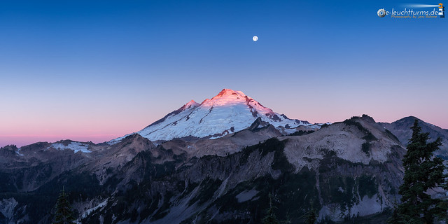 Mount Baker in rising sunlight