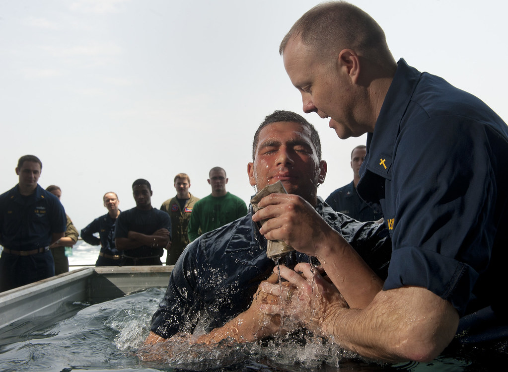 Navy chaplain baptizes Sailor aboard USS Carl Vinson
