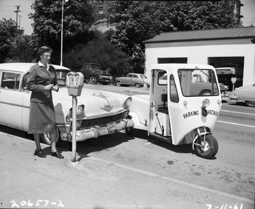 Parking checker at 5th and Cherry, 1961