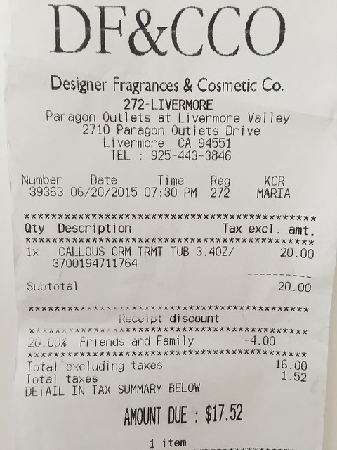 Designer Fragrances receipt