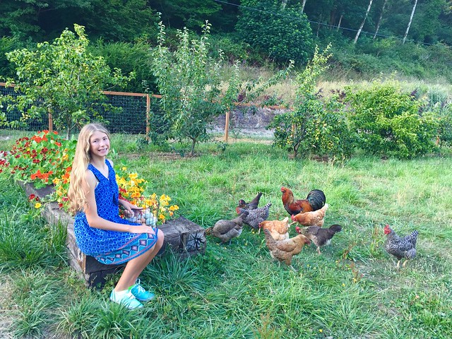 nina with chickens