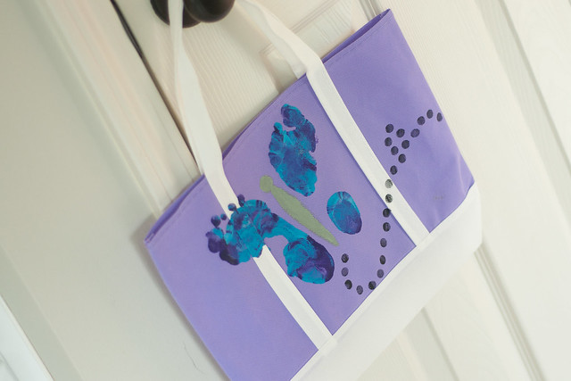 Dollar Store Gift Tote Bag with Hand and Foot Prints