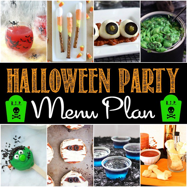 Halloween Party Menu Plan collage.