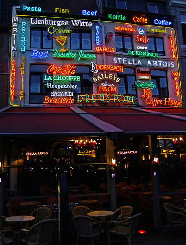 neon-lit bar in Hasselt, Belgium