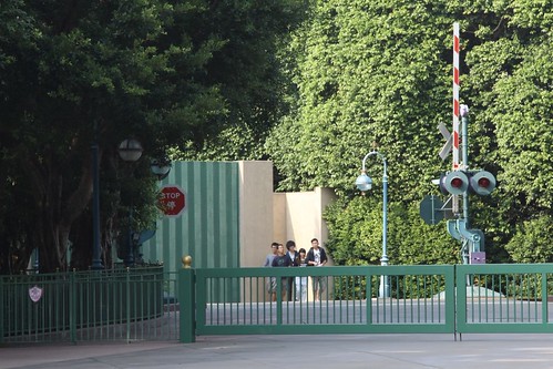 Railroad level crossing on the Hong Kong Disneyland backlot