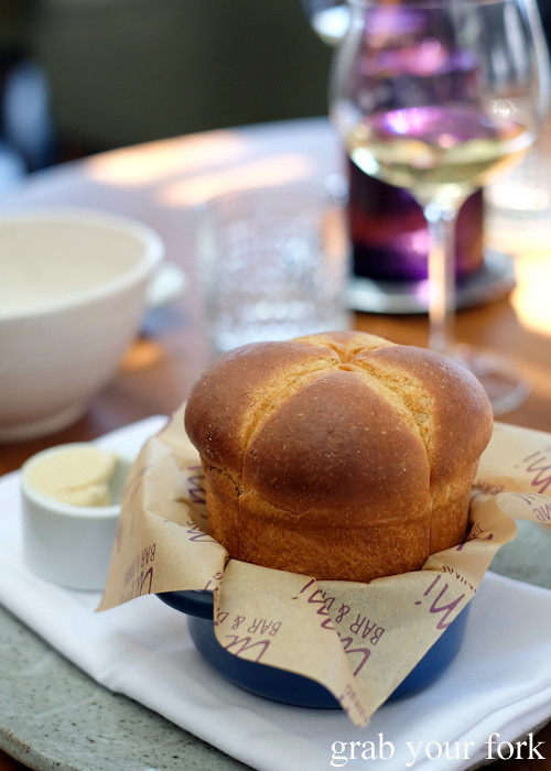 Housemade rye and spelt sourdough brioche at LuMi Dining in Pyrmont Sydney