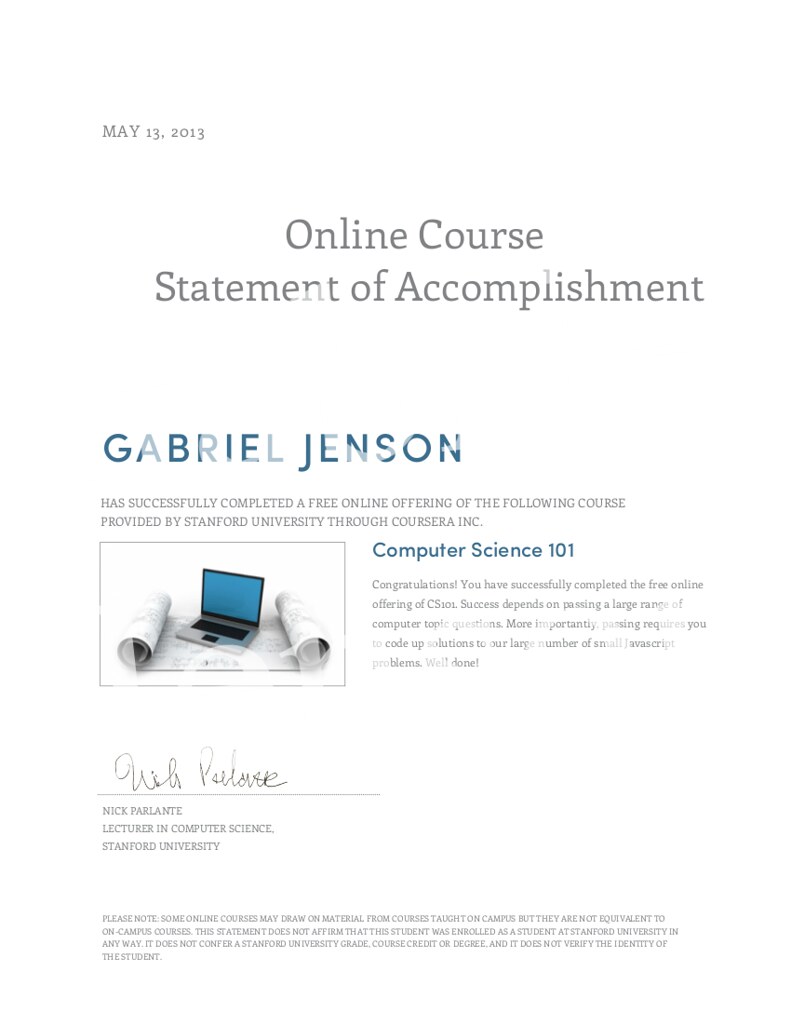 Computer Science 101 Certificate