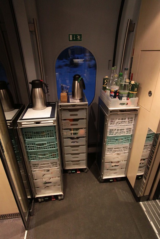 Food and drink trolleys onboard the Sapsan train