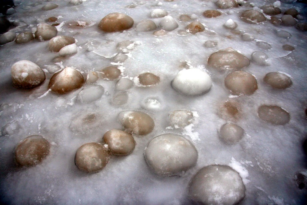 ice balls frozen in Lake Michigan