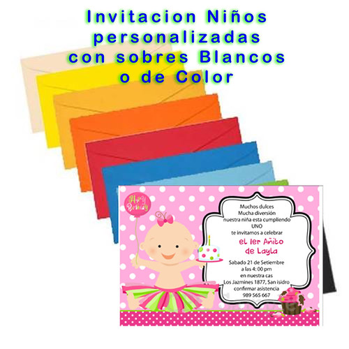 Tarjetas de invitacion fiestas infantiles, niños, personalizadas con foto o personajes 
preferidos,  a domicilio Lima y provincias de todo el Peru