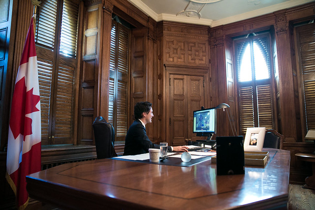 Prime Minister Trudeau takes part in a Google Hangout with students. November 4, 2015.