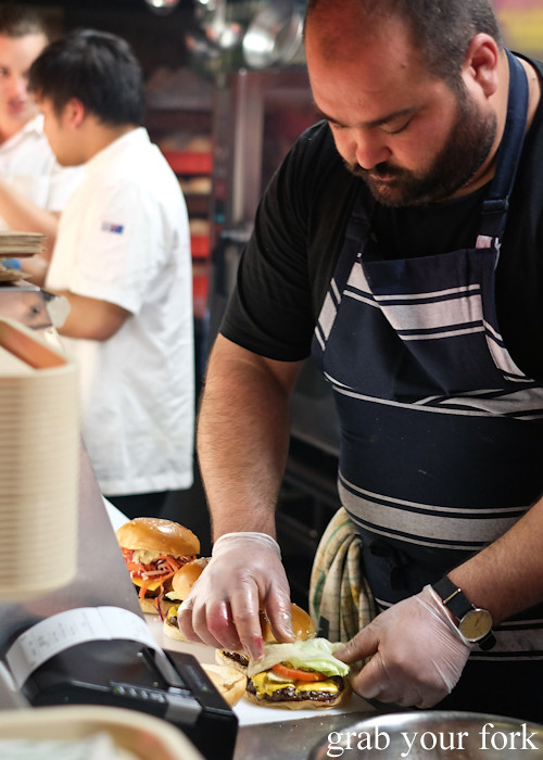 Jovan Curic making burgers at Superior Burger, Wakeley