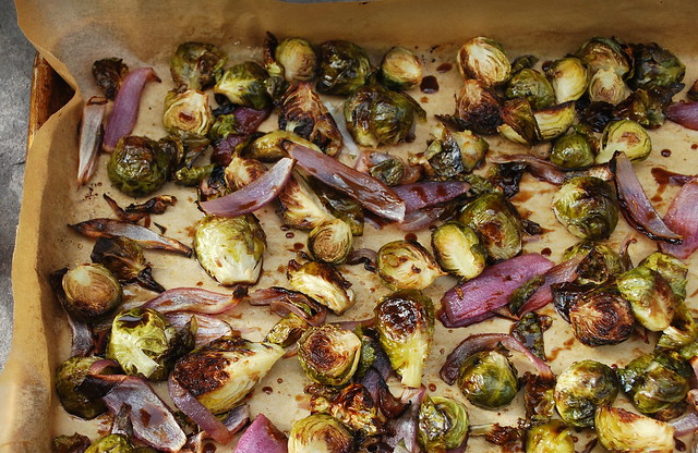 Roasted Brussel Sprouts and onion with balsamic glaze 1