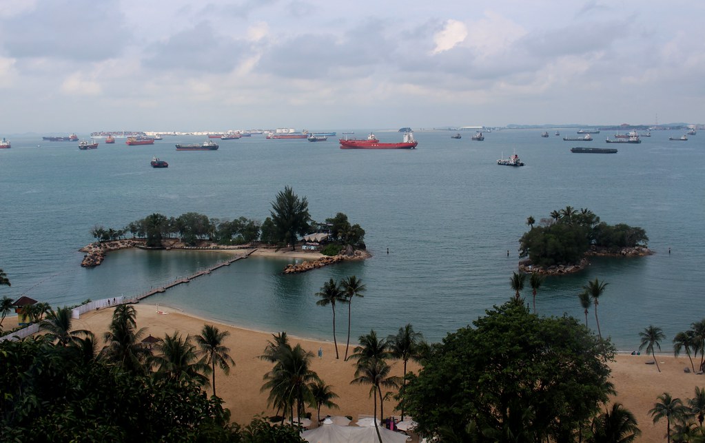 View from the cable car at Sentosa, Singapore