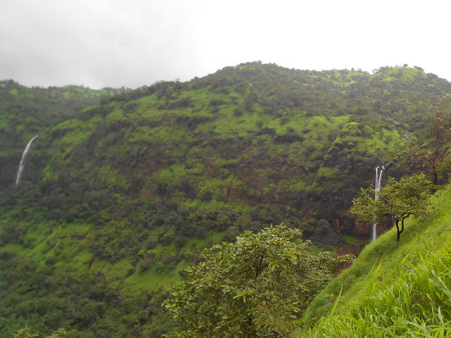Adivasi vasti in base of waterfall