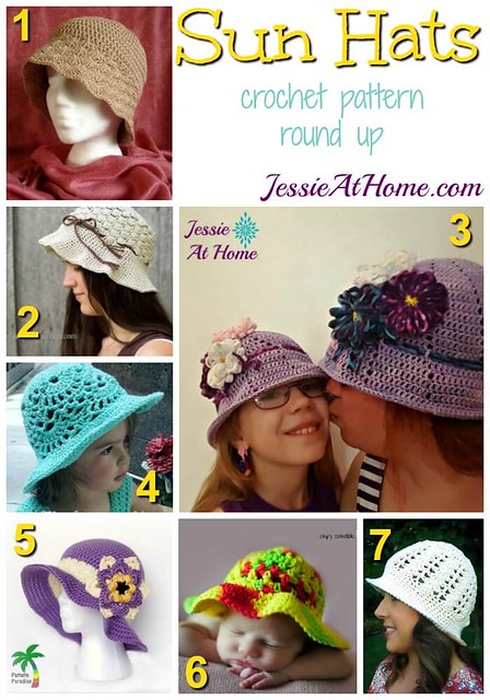 Sun Hats - free crochet pattern round up from Jessie At Home