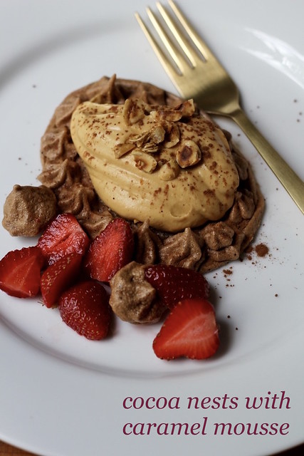 cocoa nests with caramel mousse