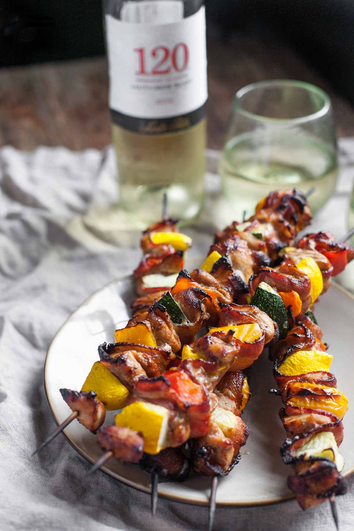 Maple Balsamic Chicken and Bacon Skewers