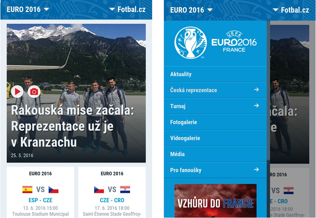 Web móvil de la selección checa