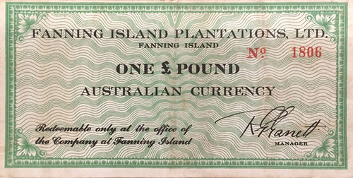 Fanning Island Plantations note