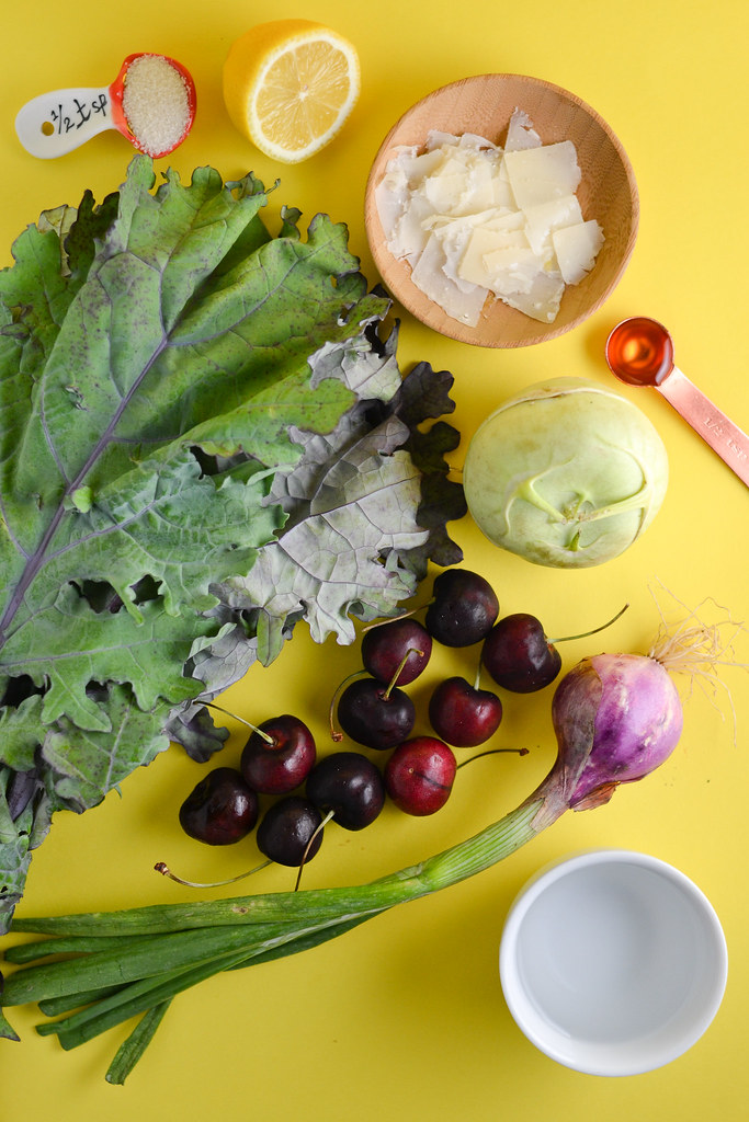 Massaged Kale Salad with Pickled Cherry and Kohlrabi | Things I Made Today