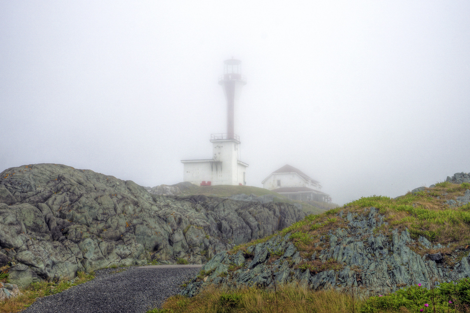 Cape Forchu Lightstation In The Fog