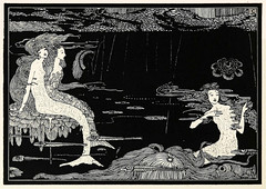 Harry Clarke “VERY NEARLY! --  "I never quite saw mermaids rise...but all alone, those rocks amid, one night I very nearly did!" 1920 (detail modified)