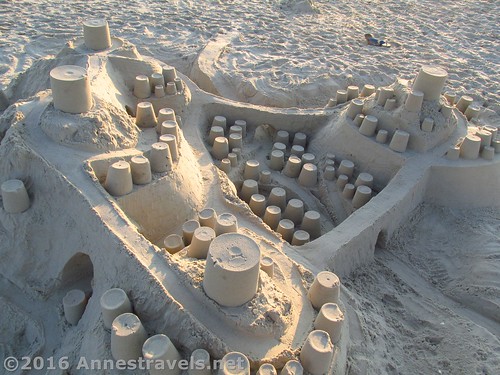Big sand castle with lots of bridges and archways, Holden Beach, North Carolina