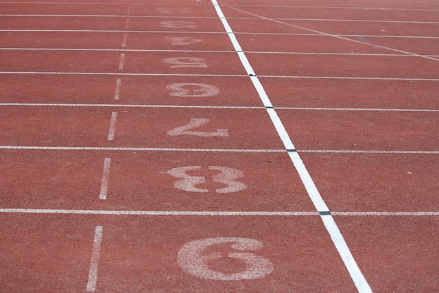 A picture of numbers at a finishline