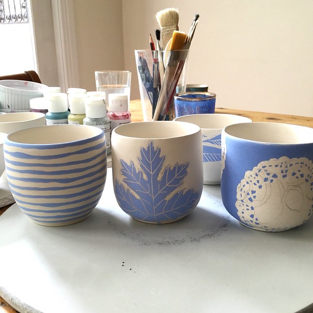 blue pots