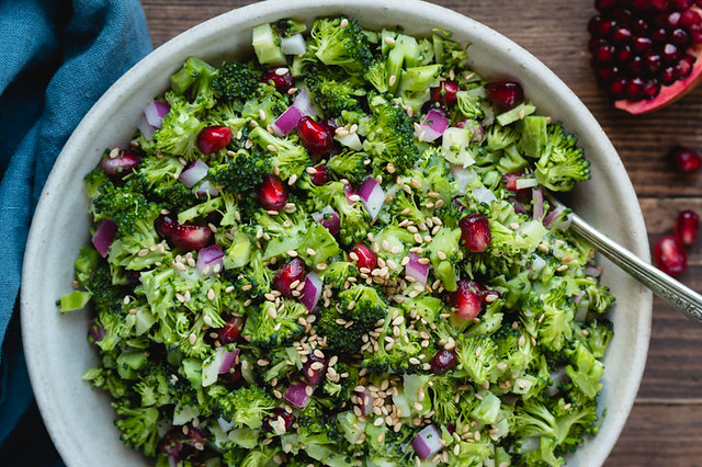 Broccoli Chopped Salad with Tahini Vinaigrette