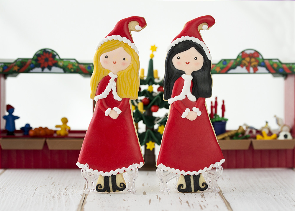 aprende a 

decorar tus galletas como niñas navideñas