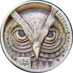 Owl1 coin carving by Paul Holbrecht