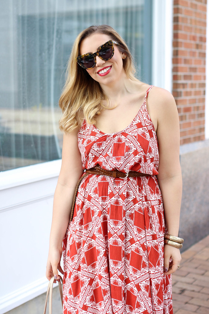 Lulu's Pondering Petals Rust Red Print Midi Dress | Casual Summer Outfit | Style on Living After Midnite by Jackie Giardina