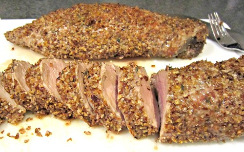 Pecan-crusted Pork Tenderloin with Bourbon Mustard Sauce