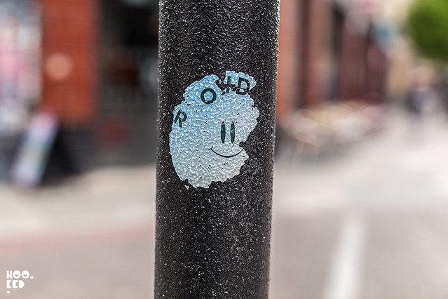 Shoreditch street art stickers by Graffiti artist Roids