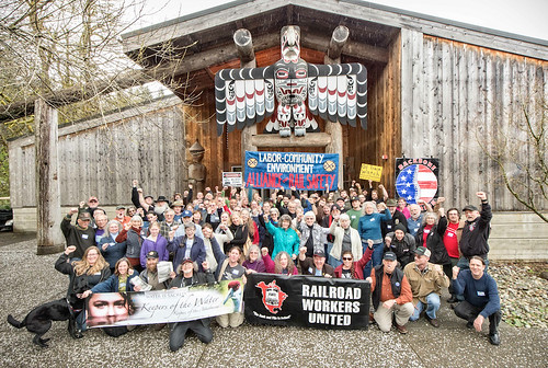 Labor, environmentalists and railroad workers locking arms for Solutionary Rail
