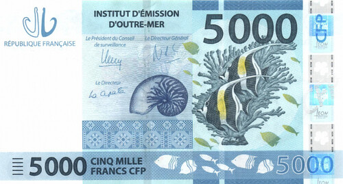 French Pacific Territories 5,000 Franc Note