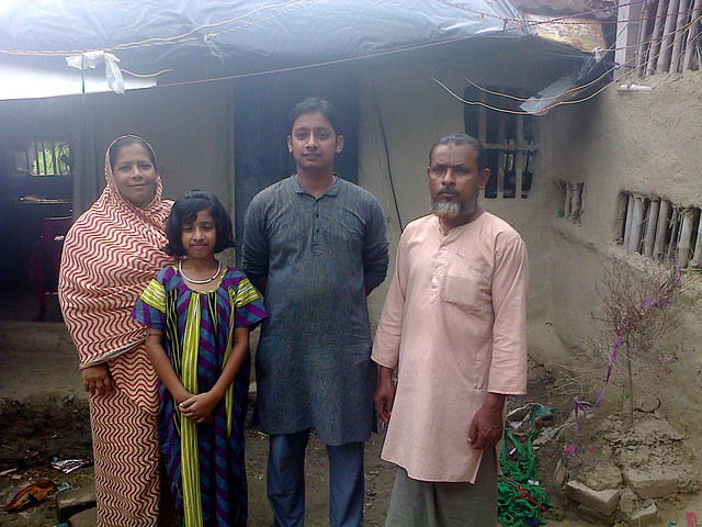 First ranker of Fazil Examination 2015 Sanoar Hossain Paik with his family.