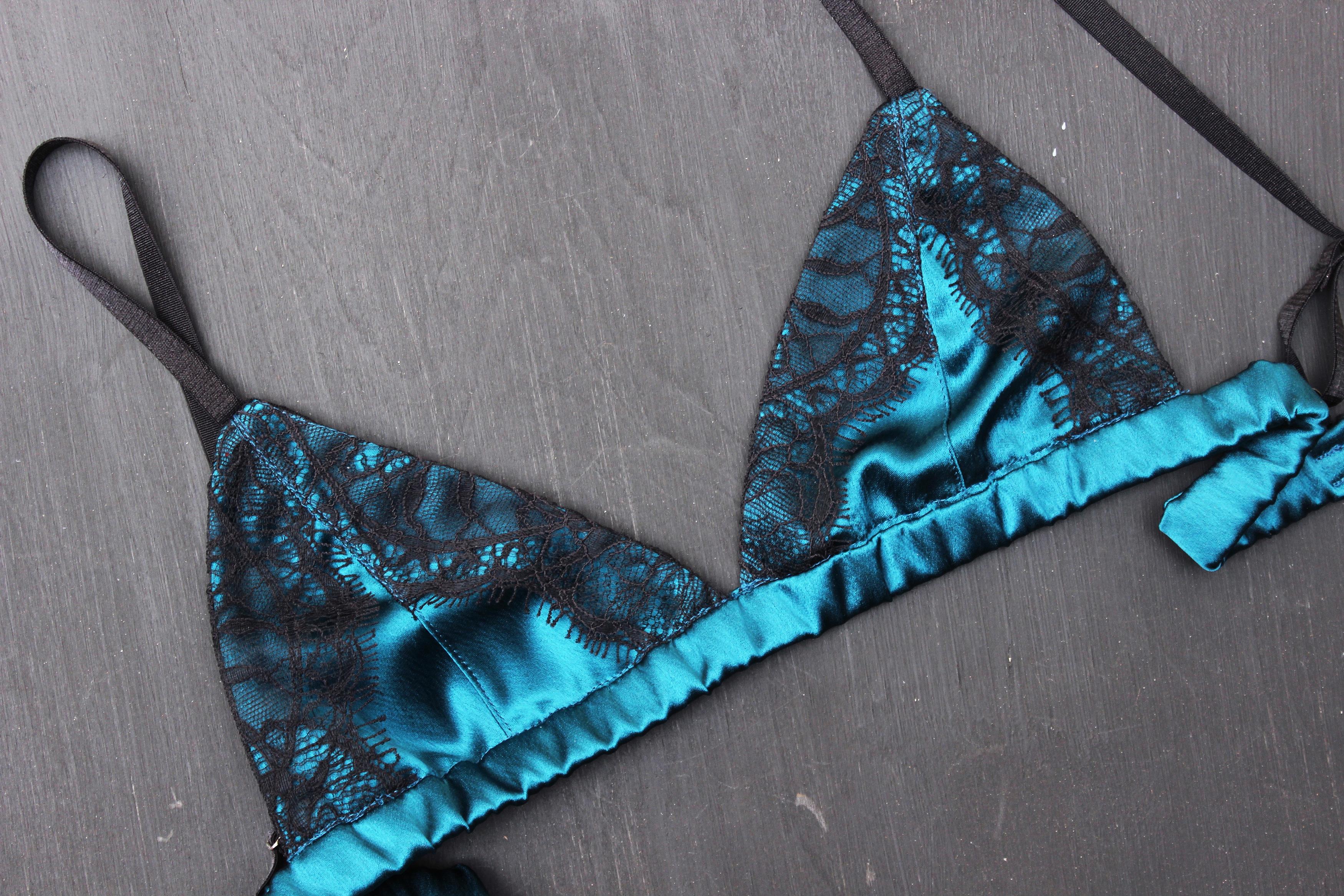 DIY Teal/Black Triangle Bralette – Tailor Made Blog