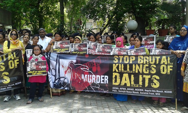 Demonstration outside Rajasthan Bhavan against killings of the Dalits in Nagaur