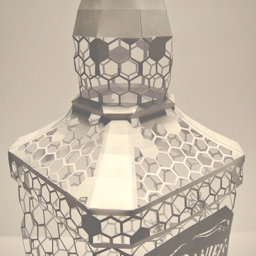 Cut Paper Jack Daniel's Bottle by Norman Von Schmeling - Detail