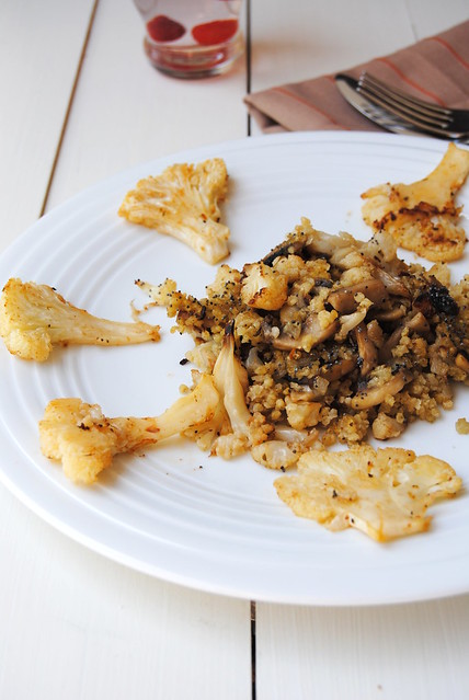 Millet au Gratin with mushrooms and roasted cauliflower