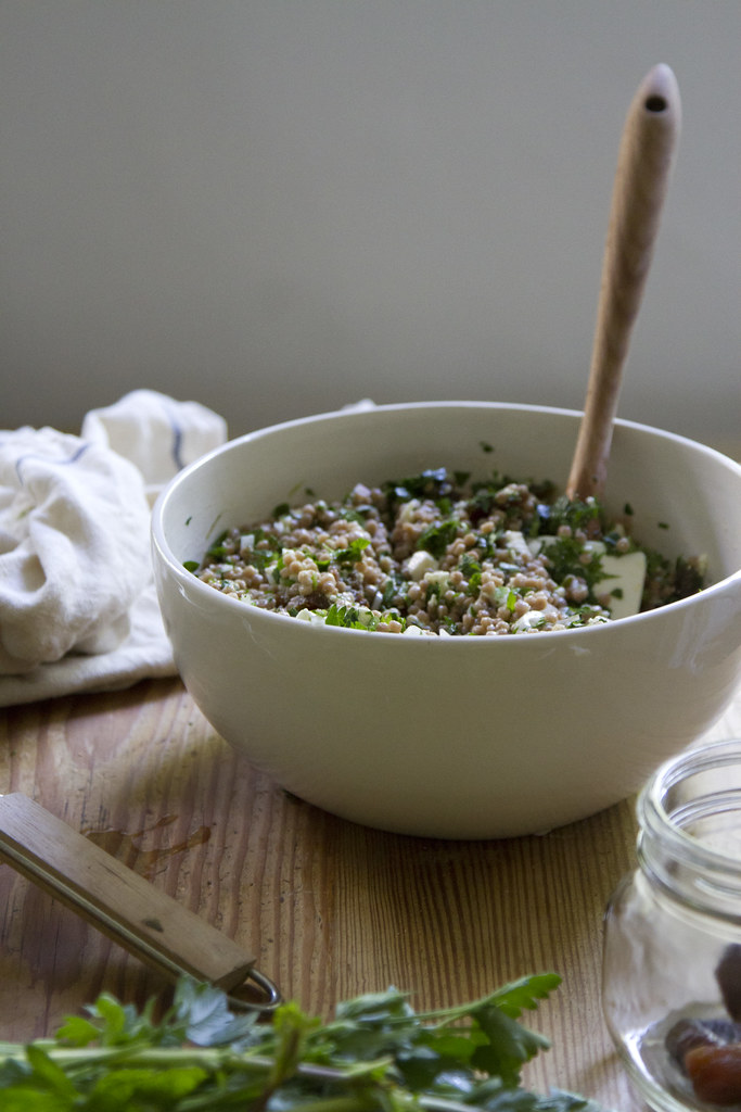 couscous salad with fresh herbs, feta, and apricots | reading my tea leaves